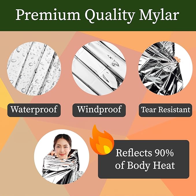 Winterlace Emergency Blankets 25-Pack Thermal Mylar Survival Rescue Camping - Image 4