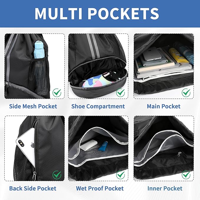 JELUTAR Drawstring Backpack Gym Bag - Image 4