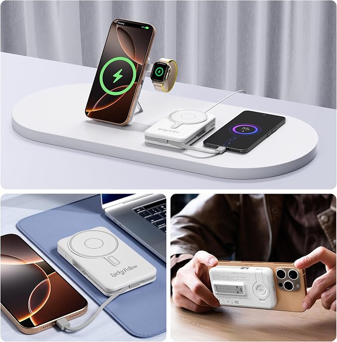 Magnetic Portable Charger Built-in Cables, 10000mAh Fast Charging Wireless - Image 8