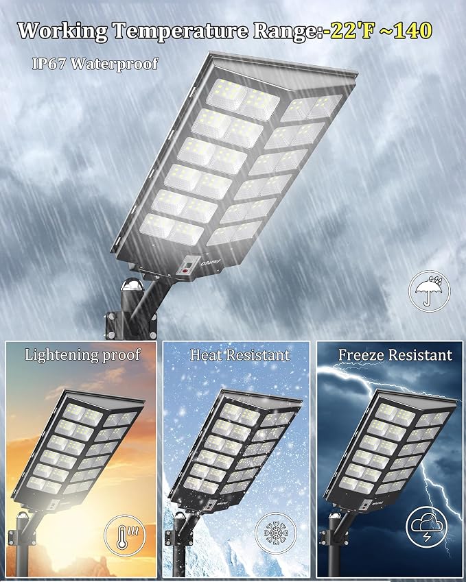 Ofuray Solar Street Lights Outdoor, Solar Security Flood Lights Parking Lot - Image 3
