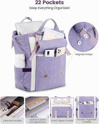 LOVEVOOK Laptop Backpack for Women Work Teacher Bag Travel Backpack, Stylish - Image 3