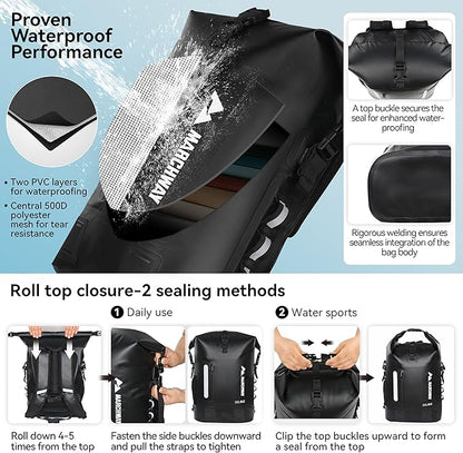 MARCHWAY Roll Top Waterproof Backpack, Floating Dry Bag 20L/30L/45L - Image 4
