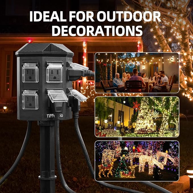 TiFFCOFiO Outdoor Power Strip Timer, Dusk to Dawn Light Sensor Countdown - Image 7