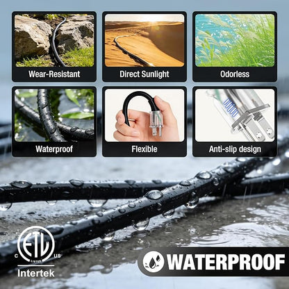 Outdoor Extension Cord 100 FT Waterproof, 12/3 Gauge Heavy Duty 3 Prong Power - Image 5