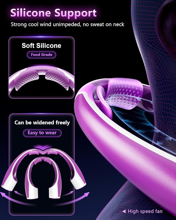Rohent Neck Fan Portable for Women: High Speed Faster Cooling Neck Fan 4 Speeds - Image 3