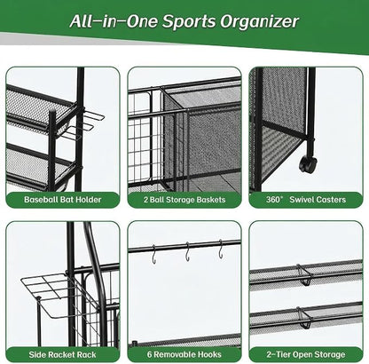 Large Sports Organizer for Garage, Ball Storage Rack Garage Sports Equipment - Image 3