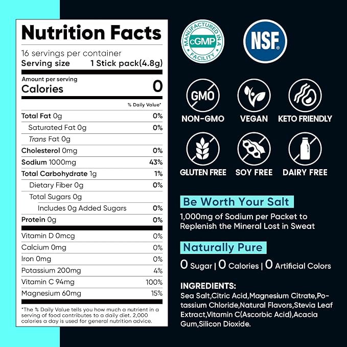 Venture Pal High Sodium Sugar Free Electrolytes Powder Packet, Zero Calories - Image 8