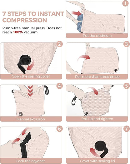 Travel Laundry Bag, Pump-Free Vacuum Compression Dirty Clothes Bag, Reusable - Image 7
