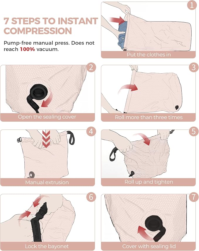 Travel Laundry Bag, Pump-Free Vacuum Compression Dirty Clothes Bag, Medium - Image 5