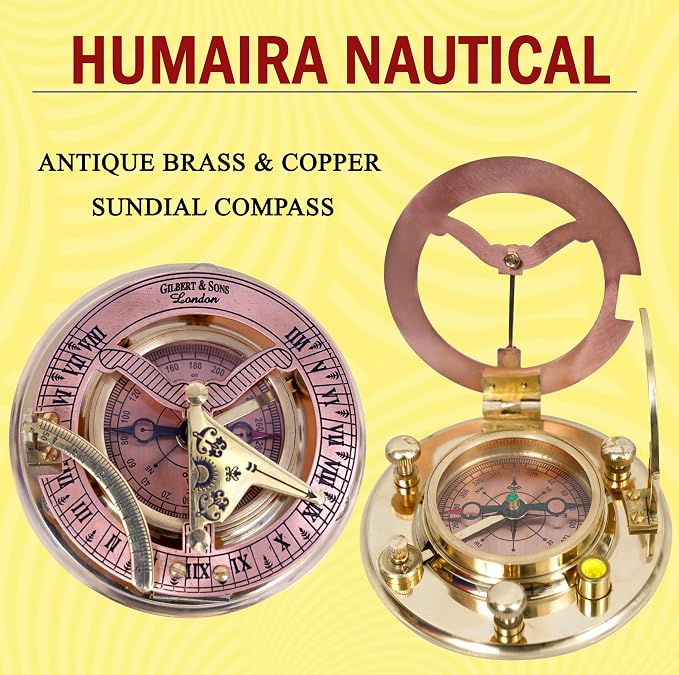 Humaira Nautical Vintage Brass Sundial Compass - Image 4