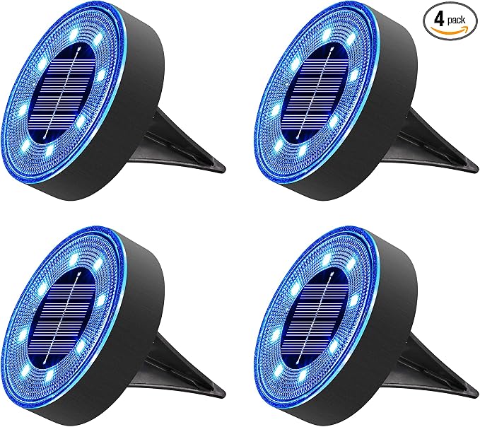 Joomer Solar Ground Lights, 4 Pack 8 LED Solar Lights Outdoor Waterproof IP68 by Joomer