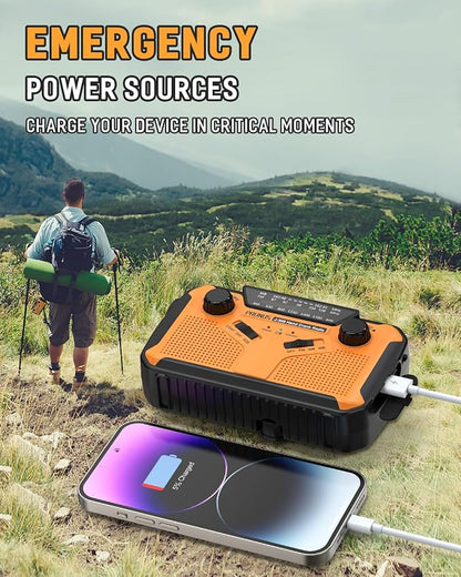 PRUNUS J-369 11100mWh Emergency Weather Radio, AA Batteries/Hand - Image 6