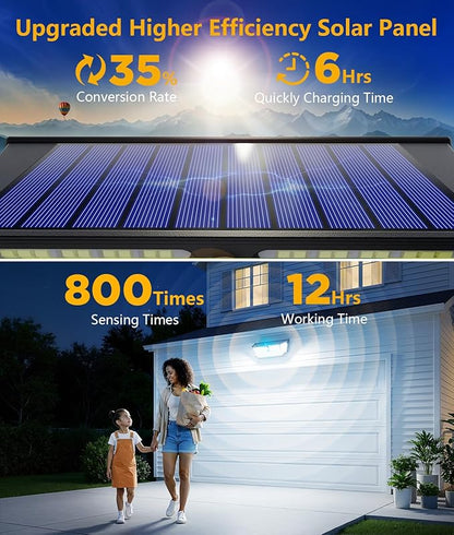 WdtPro Solar Lights Outdoor Waterproof, 300° Angle & 3 Lighting Modes Motion - Image 2