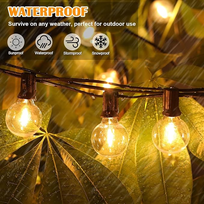 Brightever 120ft Outdoor G40 LED Globe String Lights Dimmable Waterproof - Image 2
