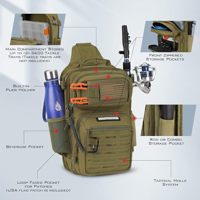KastKing BlowBak Tactical Sling Tackle Bag-Lightweight Fishing Backpack Storge - Image 4