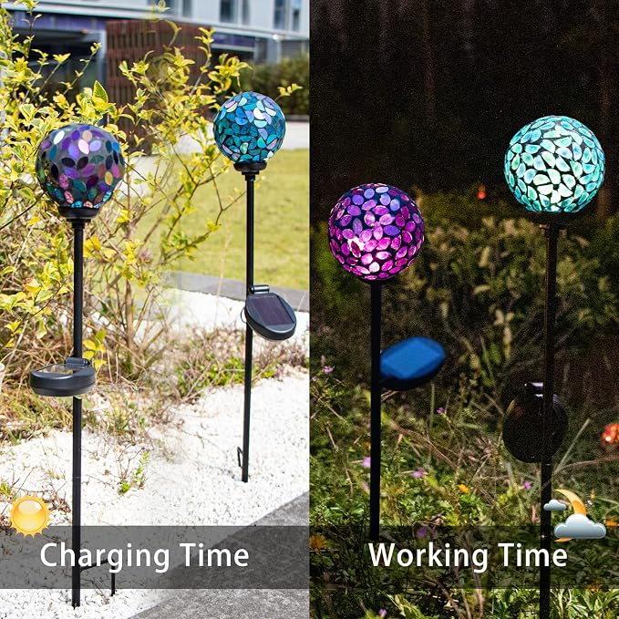 VCUTEKA Solar Garden Decorative Lights Outdoor, Mosaic Solar Light Waterproof - Image 4