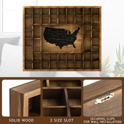 GlikCeil Large Map Slots Shot Glass Display Case Rustic Wood Holder - Image 3