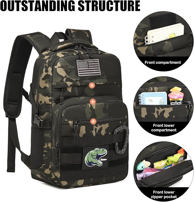 Kids Tactical Backpack Army Molle Bookbag Military Boys Backpack - Image 3