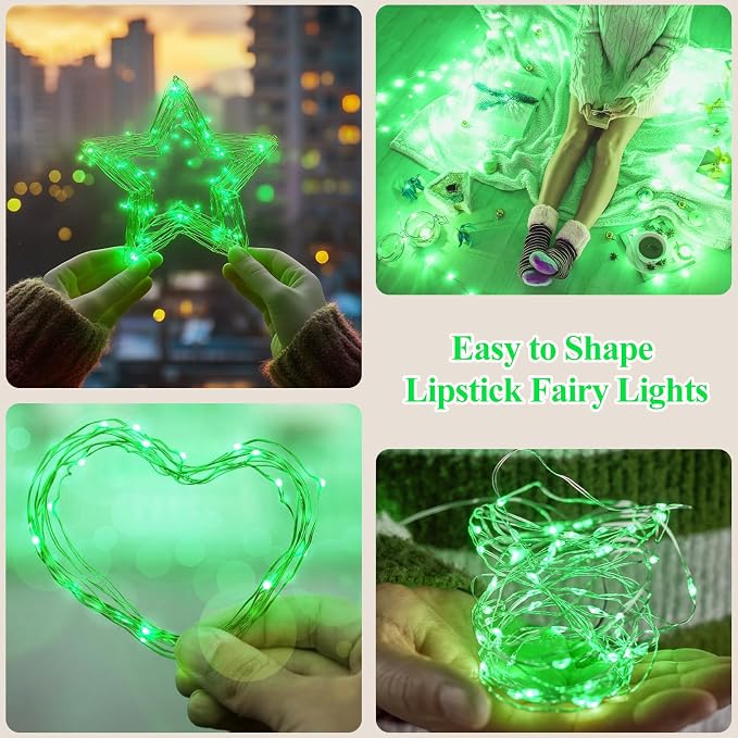 Lakumu Fairy Lights Battery Operated St. Patrick's Day, Rechargeable Copper - Image 6