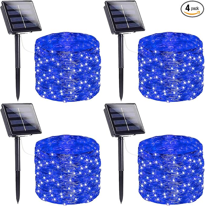 Extra-Long Solar String Lights for Outside, 4 Pack 400LED Solar Fairy Lights by SANJICHA