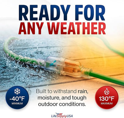 75ft Outdoor/Indoor Extension Cord 10/3 Gauge Ultra Heavy Duty 3 Prong SJTW - Image 5