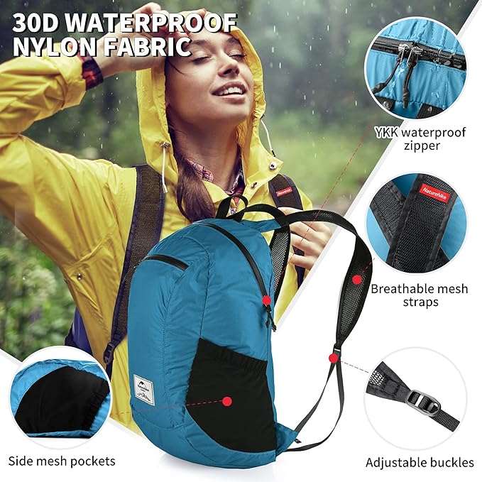 Naturehike 18L Lightweight Hiking Backpack, Waterproof Camping Packable - Image 4