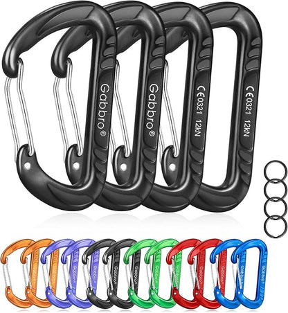 Gabbro Carabiner Clips Heavy Duty 12kN, Wiregate Aluminum Lightweight Caribeener by Gabbro