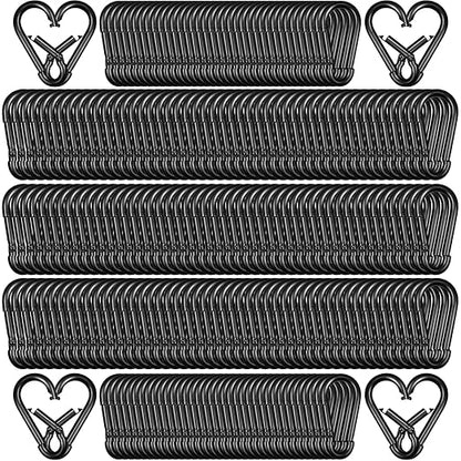 200 Pack 1.57" Heavy Duty Carabiner Clips, M4 Black Galvanized Steel Spring by SEUNGCH