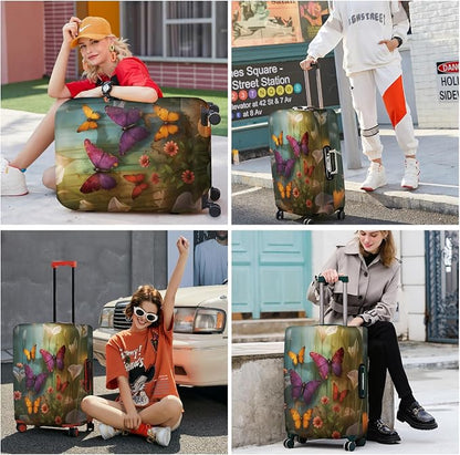 ANNA QUEEN Butterfly Garden Luggage Cover, Colorful Butterfly and Flower - Image 7