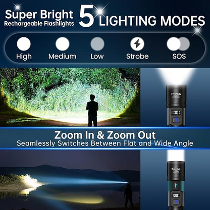 TrixHub Rechargeable Flashlights 2 Pack, Super Bright High Lumens Flash Light - Image 2
