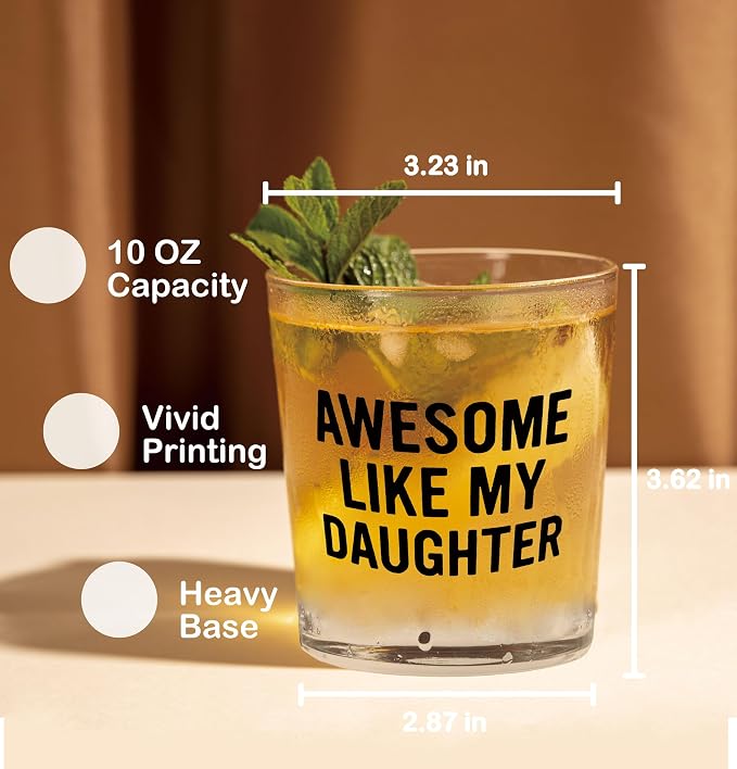 Nogrit Father's Day Whiskey Glasses from Daughter 10 oz, Funny Dad Gifts - Image 2