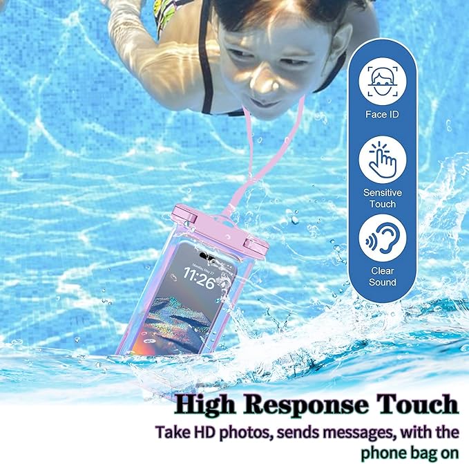 Up to 8.3" 2 Pack Iridescence Universal Waterproof Phone Pouch, Large Phone - Image 6