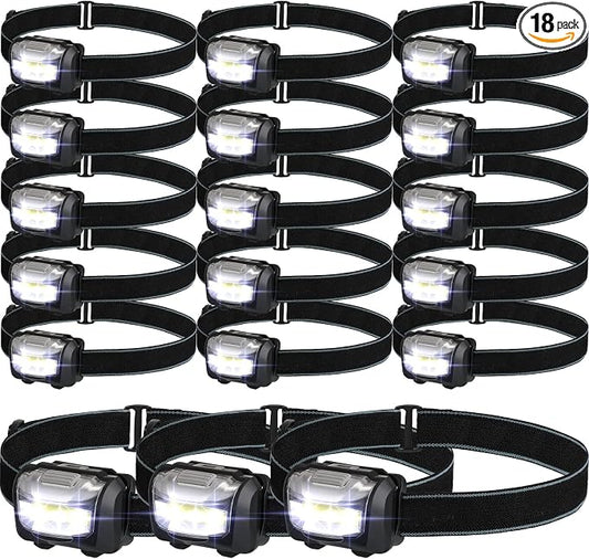 Macarrie 18 Pack LED Headlamps IPX4 Waterproof 3 Modes Headlamp Flashlight by Macarrie