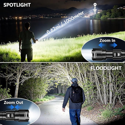 Wdtpro LED Rechargeable Flashlight 2Pack, 3Modes Super Bright High Lumens - Image 2