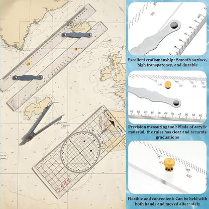 3 Pcs Basic Navigation Set, Include 16 Inch Parallel Ruler - Image 4