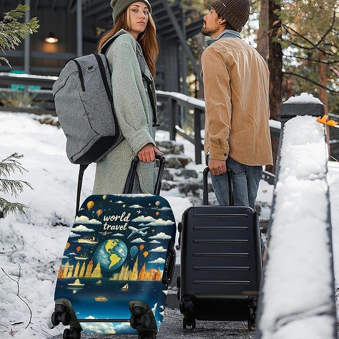 ANNA QUEEN World Travel Luggage Cover, Adventure Theme Suitcase Protector - Image 7