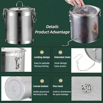 Stainless steel cylindrical seasoning filter, Mesh Design Tea Ball Strainer - Image 3