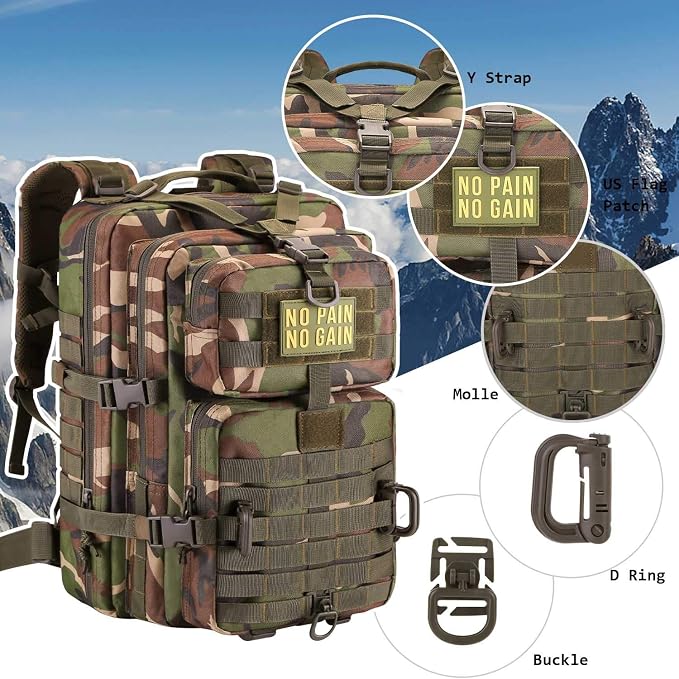 Hannibal Tactical MOLLE Assault Backpack, Tactical Backpack Military Army - Image 4