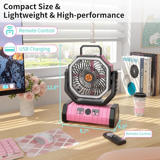 20000mAh Camping Fan Battery Operated Fans Portable, Portable Rechargeable - Image 6