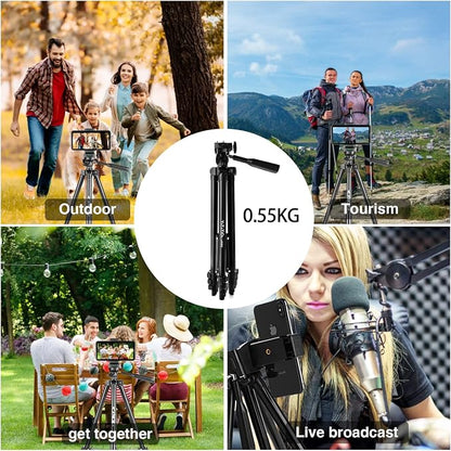 50" Aluminum Phone & Camera Tripod, Extendable Cell Phone Tripod Stand - Image 7