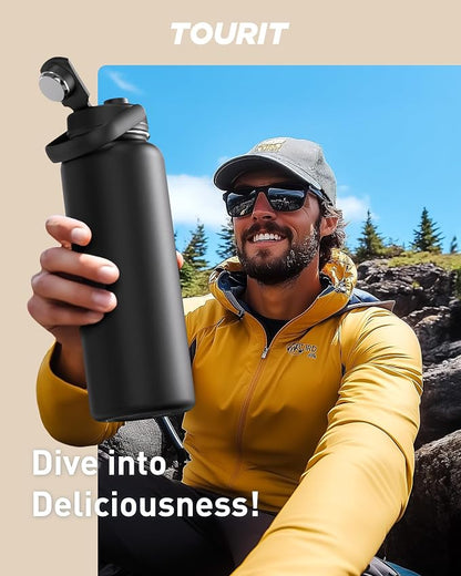 TOURIT 40 oz Insulated Water Bottle, Stainless Steel Sports Water Bottles - Image 7
