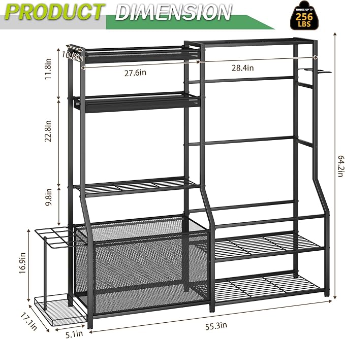 Large Sports Organizer for Garage, Ball Storage Rack Garage Sports Equipment - Image 2