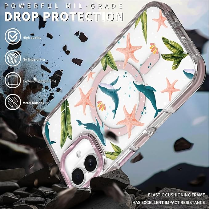 Case for iPhone 16 Plus, Sealife Whale Ocean Wildlife Clear Phone Case - Image 5
