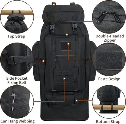 Hiking Backpack, 100L Large Camping Backpack, Expandable Waterproof MOLLE - Image 3