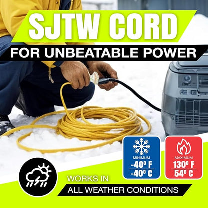 10ft Outdoor/Indoor Extension Cord 3-Outlet 12/3 Gauge Extra Heavy Duty 3 Prong - Image 8