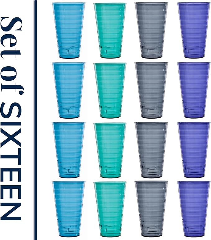 US Acrylic Splash 18 ounce Plastic Stackable Water Tumblers in 4 Coastal Colors - Image 8