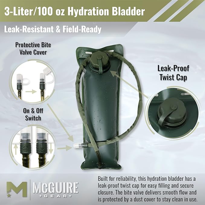 M MCGUIRE GEAR Hydration Bladder, 3L/100 oz. Water Bladder, Leak Proof - Image 2