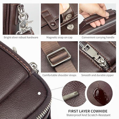 Augus Leather Small Messenger Bag - Image 5