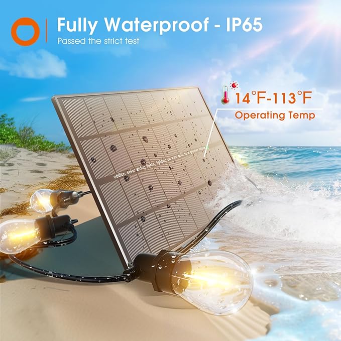 addlon 100FT Solar String Lights Outdoor Waterproof - Image 3