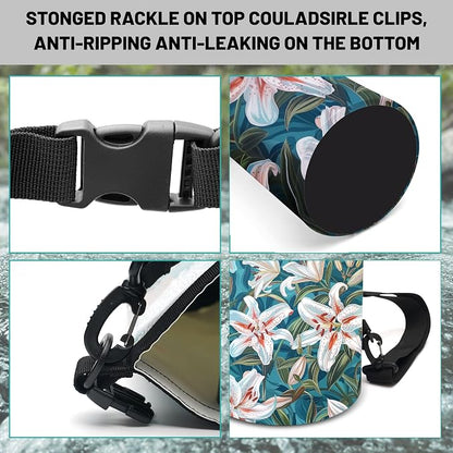 Waterproof Dry Bag, Roll Top Flowers Lily Waterproof Backpack 5L/10L/20L - Image 3